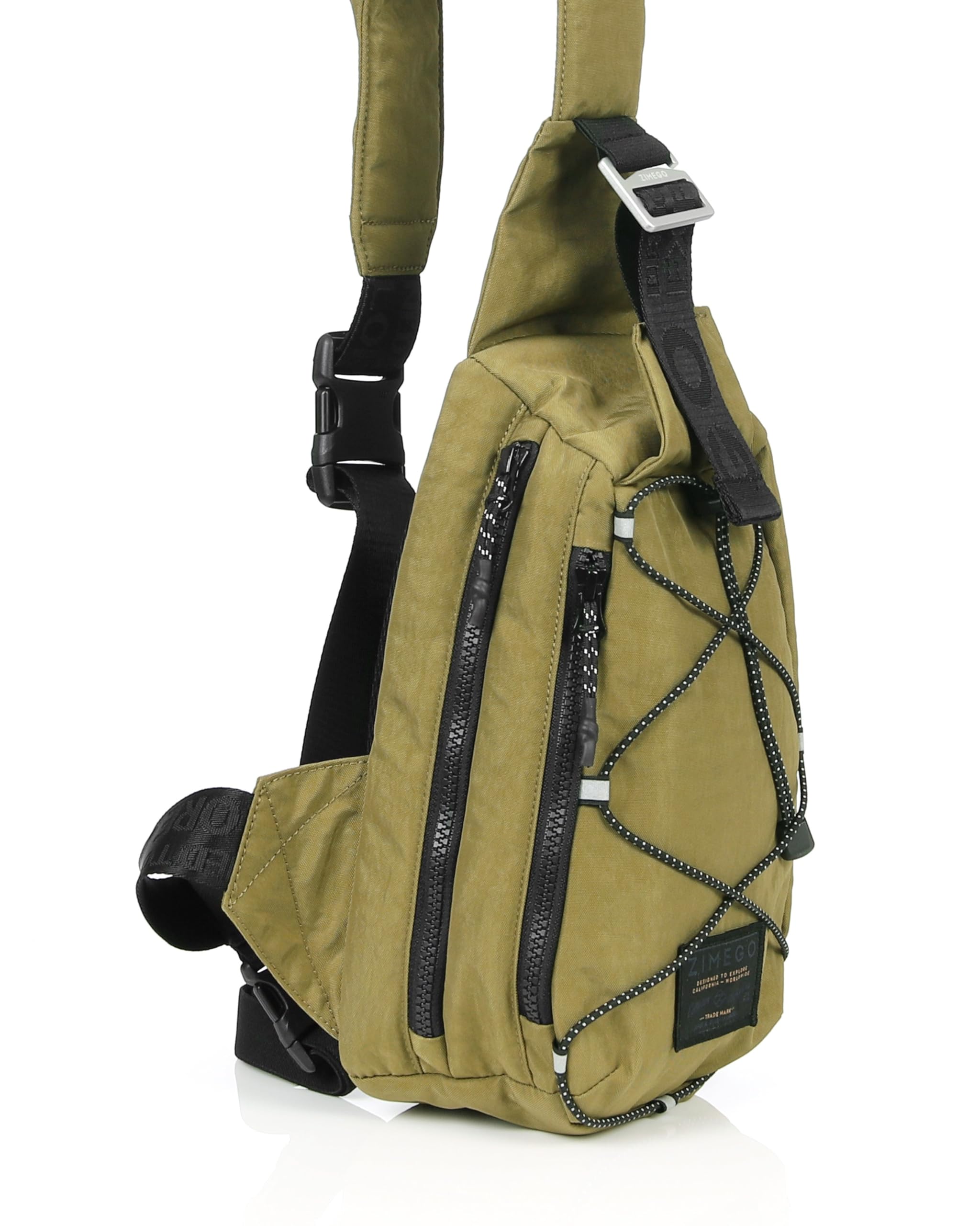 ZIMEGO Tactical Fanny Pack and Crossbody Bag - Utility Sling Bag for Travel and Outdoor, Olive Green