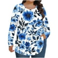 thumbnail image 2 of LEKWK Blouses for Women Plus Size Loose Fit Crew Neck Long Sleeve Tops Plus Size Dark Floral Blouses Vivid Rose Pattern office Party Outfits, 2 of 5