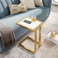 thumbnail image 3 of Posh Living Luane Modern C-Shape Stainless Steel End Table in White/Gold, 3 of 10