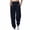 Navy, variant on Women's Sweatpants, Drawstring Closure, Double Elastic Waist Sweatpants, Full Length Jogger Solid Sweatpants, Fitness Casual Wear Side Slip Pockets Trousers Beige,L