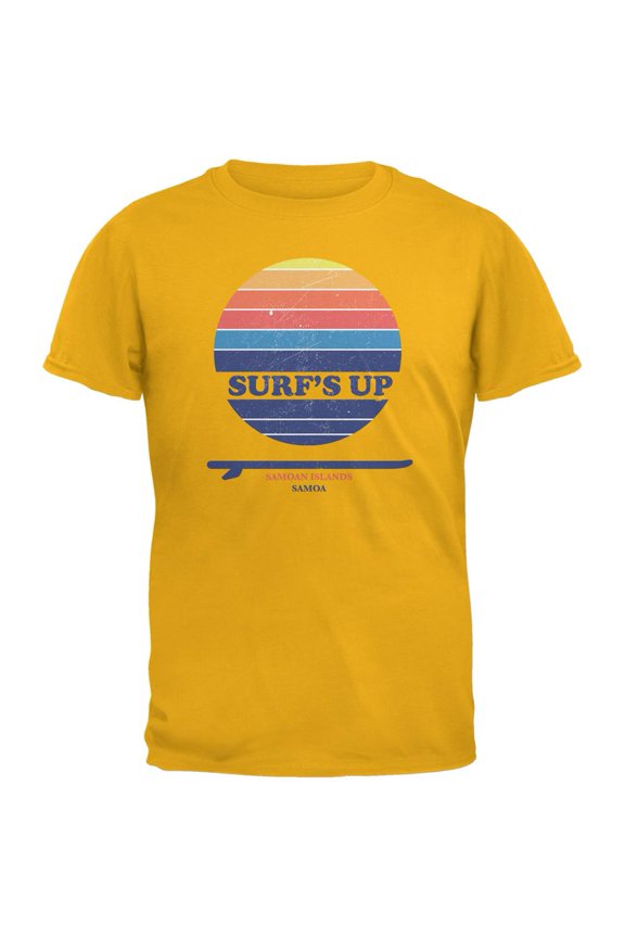 Surf's Up Samoan Islands Beach Gold Adult T-Shirt - Large