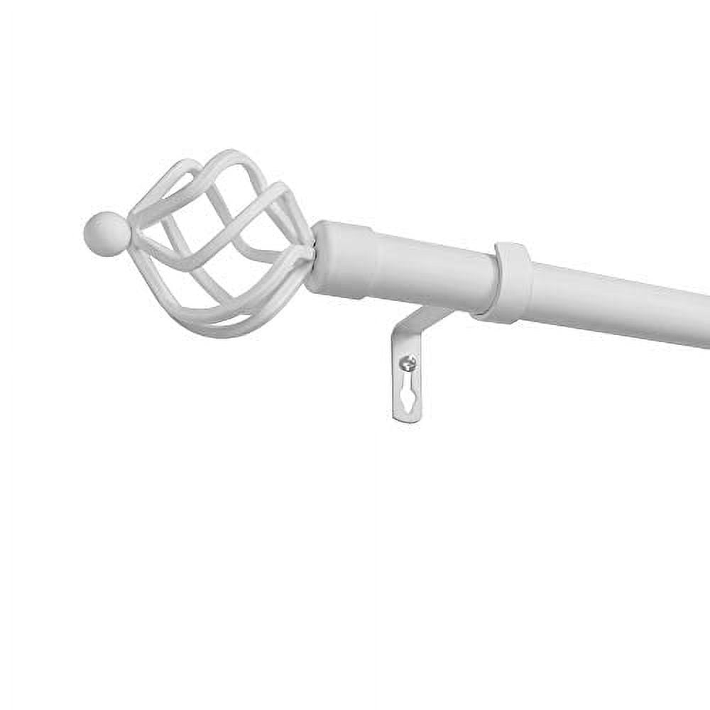 EXCLUSIVE HOME Torch 1" Curtain Rod and Finial Set, Matte White, Adjustable 84"-160"