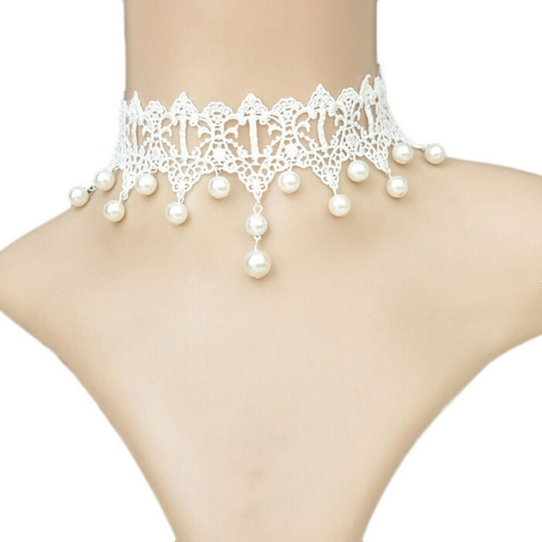 Necklaces for Women Gothic Retro Vintage Women Wedding Pearl Lace Collar  Choker Necklace Gothic Necklaces for Women Other