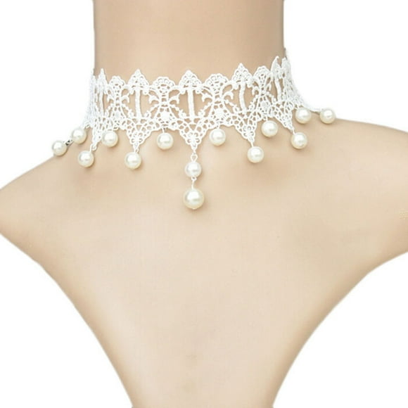 Dvkptbk Necklace Gothic Vintage Women Wedding Pearl Lace Collar Choker Necklace Jewelry
