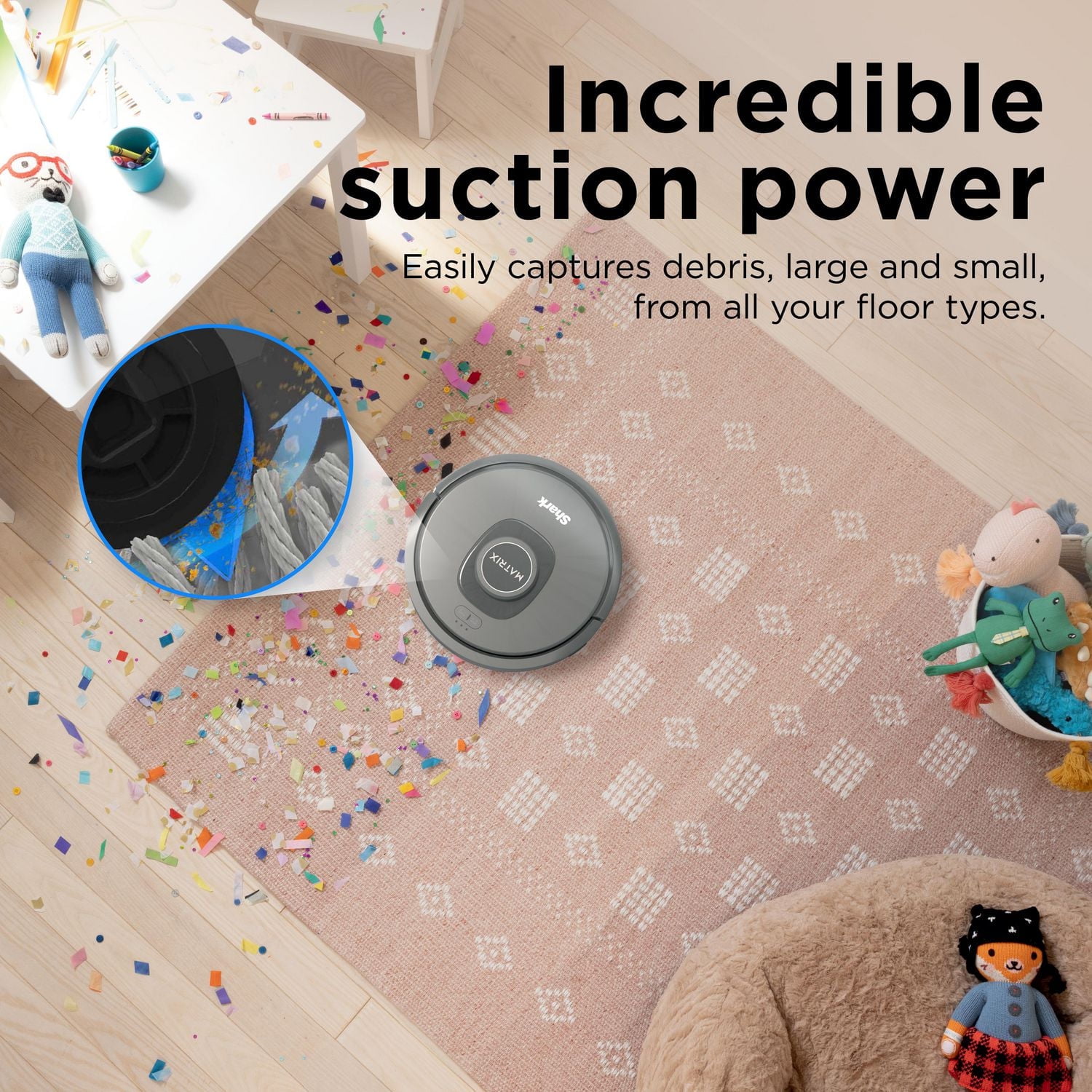 L’aspirateur robot Shark Matrix, tapis et sols durs, cartographie précise de la maison, parfaite pour les poils d'animaux, Wi-Fi, RV2300CA