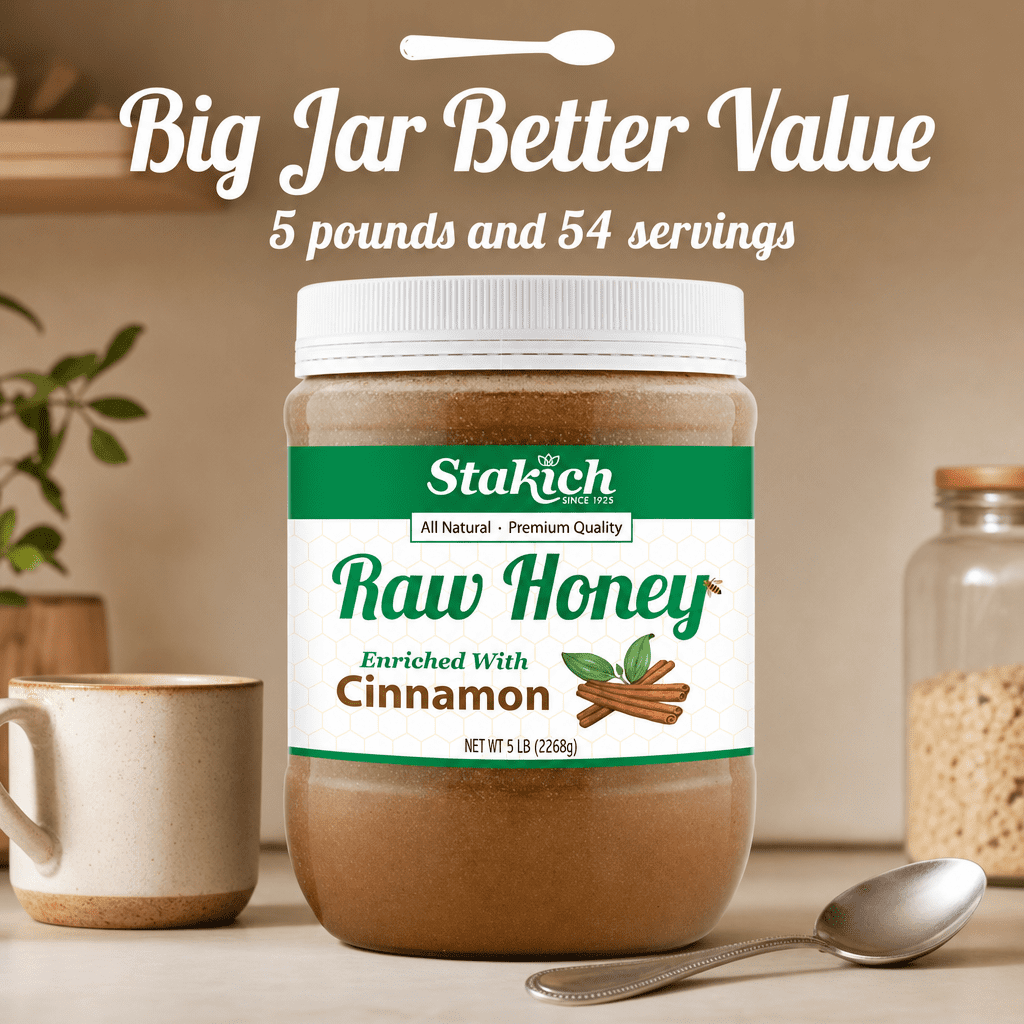 Stakich Cinnamon Enriched Raw Honey, 5.0 Lb