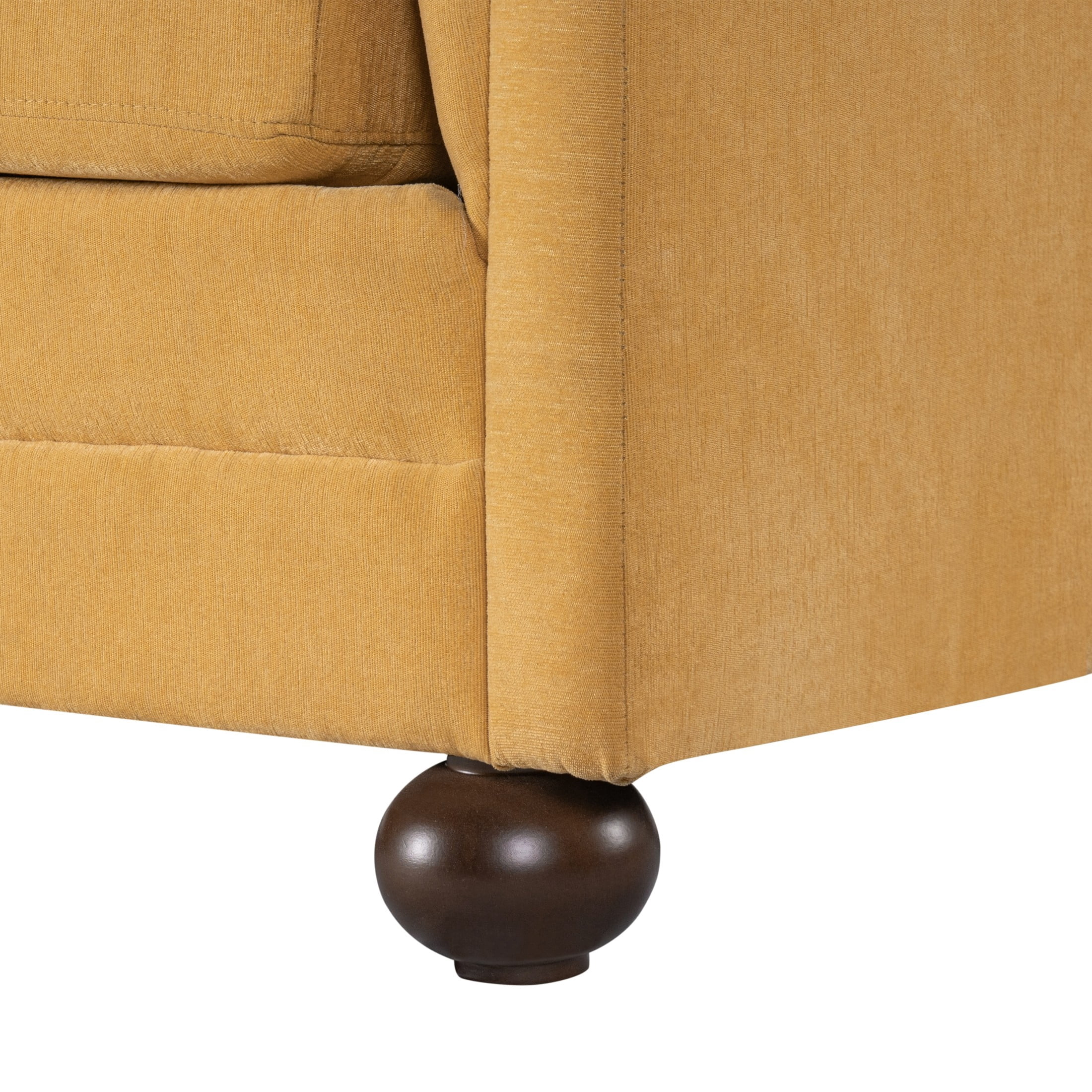 Christopher Knight Home 77.2" Modern Chenille Sofa Couch with Square Arms, 3 Seats, Wood Legs, Yellow