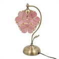 thumbnail image 5 of ToppiJoy Tiffany Style Stained Glass Flower Table Lamp, Pink Petal Floral Desk Light with Metal Base, for Bedroom Living Room, 5 of 12