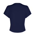 thumbnail image 6 of Women's V Neck Short Sleeve Tops With Built-in Seamed Cup And Double Lined Featuring Fitted Cropped Cut Navy M, 6 of 9