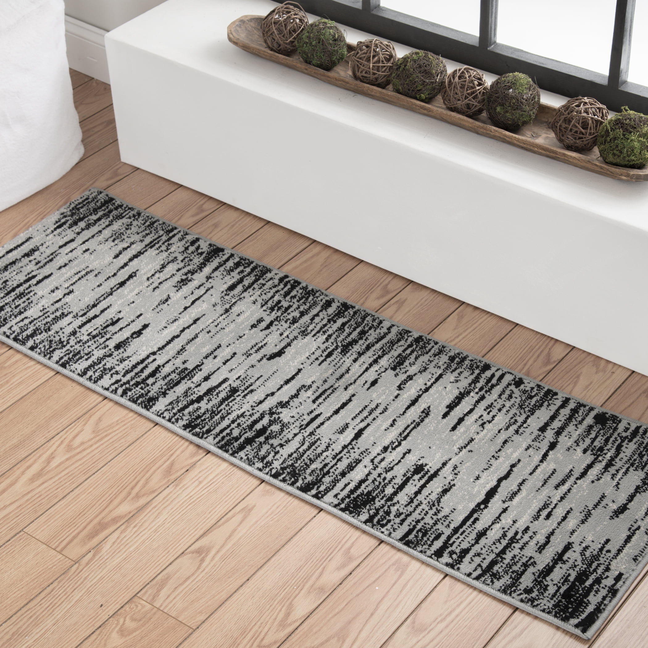 Mainstays Black Lines Modern Abstract 3pc Indoor Rug Set