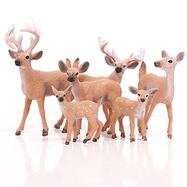 Minkissy 2Pcs Artificial Animals Deer Shape Plastic Deer Model for Home Tabletop 3.7X1.4X3.6in