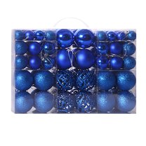 SuoKom Christmas Balls, 100Pcs Blue Christmas Balls Hanging Ornaments Shatterproof Delicate Baubles Set, for Home Holiday Party Xmas Tree Decoration (3 Size Combinations)