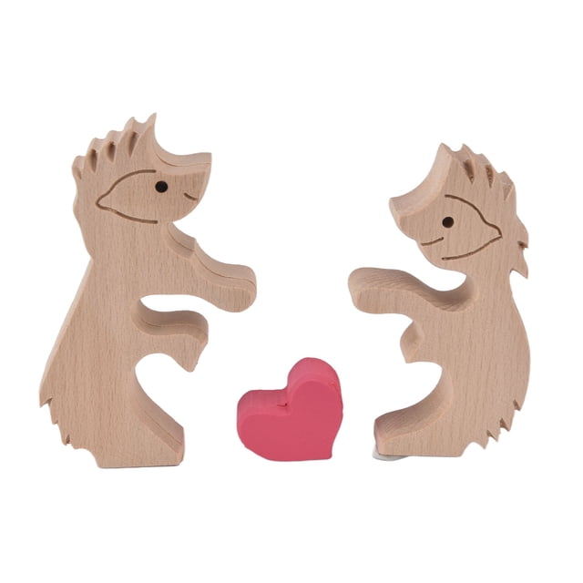 Adorno de animales de madera, mano de obra exquisita, mini estatua de conejos de madera multiusos hecha a mano con forma de Animal bonito para patio ANGGREK CF3115
