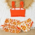 thumbnail image 4 of ibiyuan Toddler Bathing Suit Girl ,3-Piece Girls Bathing Suits Size 8 Adjustable Straps Girls Tankini Swimsuit Cute Ruffle Bikini Set Swim Shorts Tropical Floral Swimwear Set Girl,6-7 Y, 4 of 4