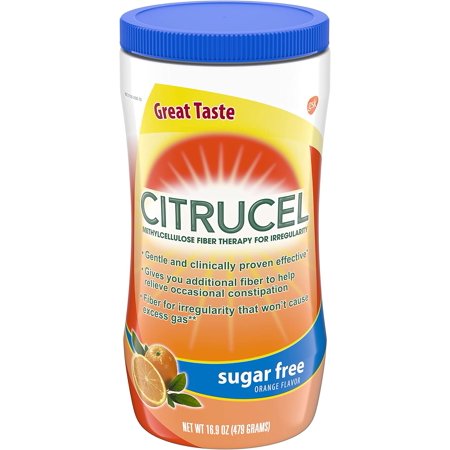 Citrucel Sugar Free Fiber Powder for Occasional Constipation Relief, Methylcellulose Fiber Powder, Orange Flavor - 16.9 Ounces