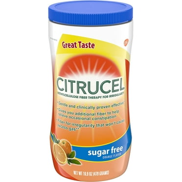 Citrucel Sugar Free Fiber Powder for Occasional Constipation Relief, Methylcellulose Fiber Powder, Orange Flavor - 16.9 Ounces