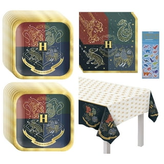 Harry Potter Birthday Decorations Kit, Harry Potter Birthday Party  Supplies, With Harry Potter Table Cover, Banner, Dinner and Cake Plates,  Napkins, Cups, Candles, Button