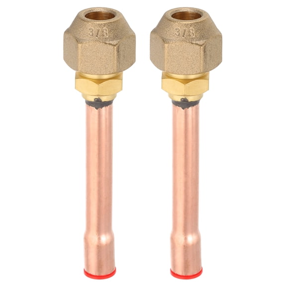 Uxcell 3/8" SAE 45 Degree Brass Pipe Fitting, 2 Pcs Flare Connector Male Thread Adapter with Brass Nut and Copper Tube for Air Conditioner HVAC Refrigeration System