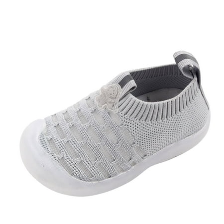 

Yinguo Spring And Summer Children Toddlers Boys And Girls Sports Shoes Flat Bottom Soft Fly Woven Mesh Breathable Comfortable Slip On Solid Casual Style Grey 19