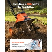 VEVOR 14in Corded Electric Tiller, Garden Rototiller, 10A Heavy-Duty Tilling Machine, Cultivator with Steel Tines and Foldable Handle, for Lawn, Yard, and Gardening Care