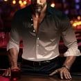 thumbnail image 5 of Men's Fall Clothes Fashionable Personality Dancing Party Vintage Gradient Color Casual Long Sleeve Turndown Collar Blouse Shirt Comfortable Button Down Top Trendy Oversize Work Shirt, 5 of 8