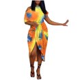 thumbnail image 1 of Vestidos estampados de manga con hombros descubiertos casuales sexy de moda de verano para mujer Fridja bnh6678, 1 of 6