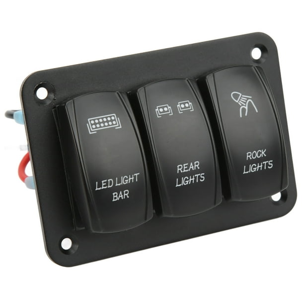 Interruptor Basculante De 3 Bandas, Luz De Fondo Azul, Uso Seguro, Interruptor De Barra De Luz LED, Múltiples Protecciones Para Faros, Luces Traseras, Faros Antiniebla