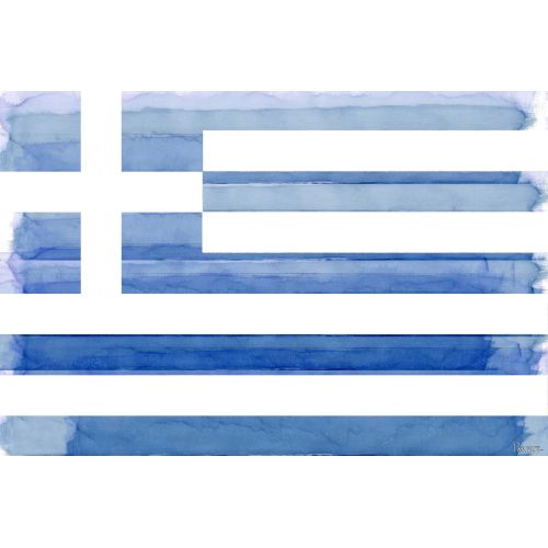 Parvez Taj Greek Flag Art Print on Premium Canvas by Parvez Taj