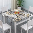 thumbnail image 3 of Charming Vintage Boho Flowers Tablecloth, 34x34 Inch Square Table Cover with Elastic for a Secure Fit on Card Tables, 3 of 6