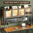 thumbnail image 5 of L Shaped Gaming Desk with Drawers, L Shaped Computer Desk with Hutch and Storage Shelves, Gaming Desk with Pegboard, Led Lights, and Power Outlet, Home Office Desk, Corner Desk, Rustic Brown, 5 of 8