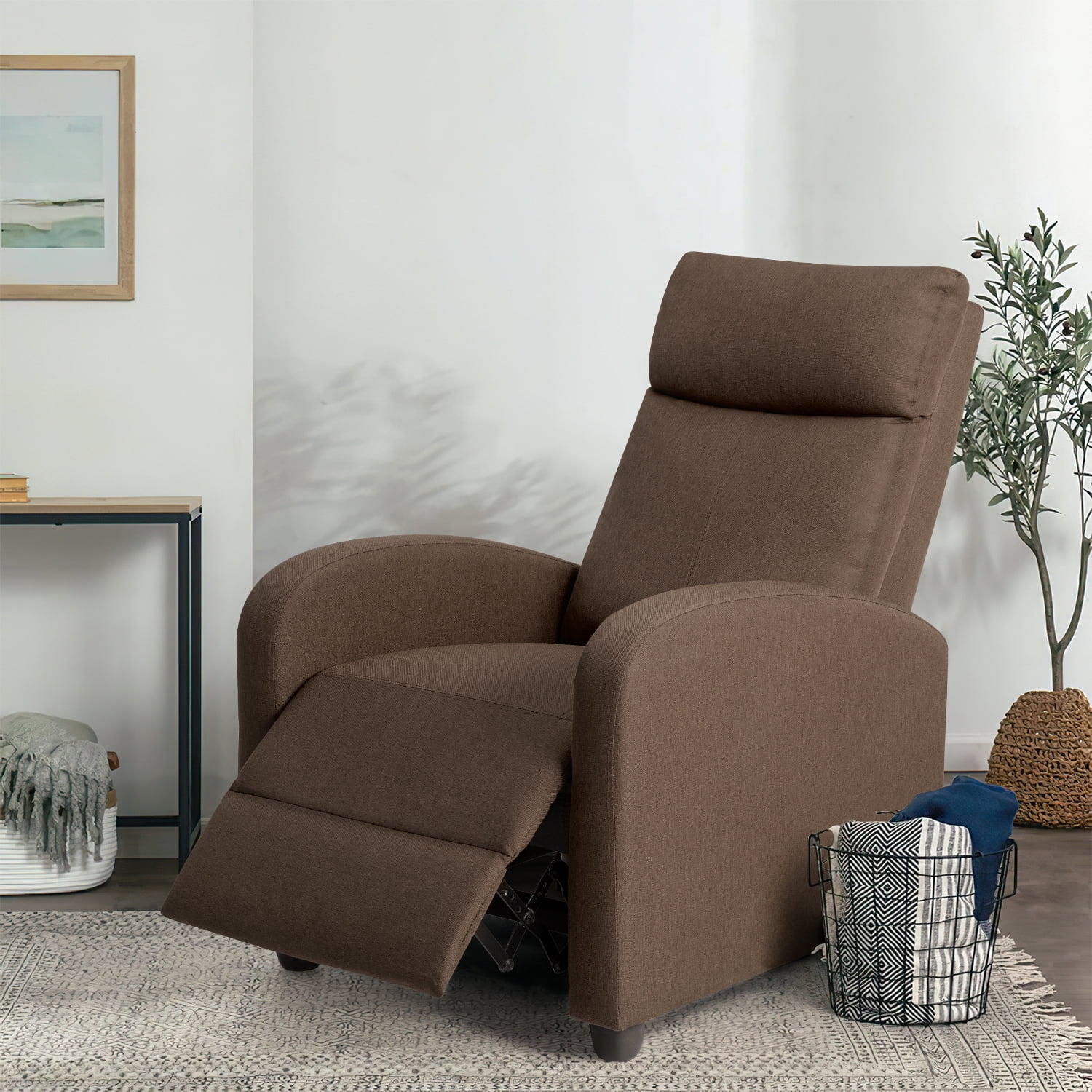 Homall Fabric Recliner Chair Adjustable Modern Home Theater Seating Single Recliner Sofa Living Room Armrest Chair With Thick Cushion