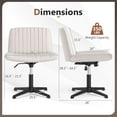 thumbnail image 3 of Criss Cross Chair, Armless Cross Legged Office Chair No Wheels, Fabric Adjustable Swivel Ergonomic Desk Seat, Modern Wide Makeup Task Vanity Chair for Home, Beige, 3 of 9