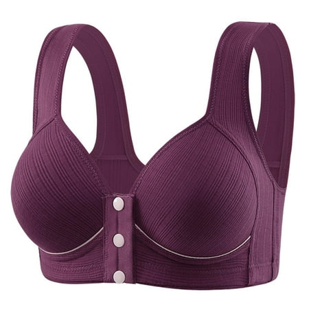 Gnurob on Sale Women Daisy Bras Front Closure Bralette No Underwire Underwear Wireless Snap Closing Bra Everyday Bralettes Clearance Purple 40