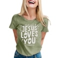 thumbnail image 3 of T-Shirt Décontracté Imprimé à Col Rond et Manches Courtes pour Femmes Tendance pour Usage Quotidien Hauts à la Mode pour Femmes, 3 of 3