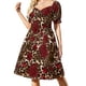thumbnail image 1 of Vestido de manga corta con estampado de leopardo y rosas, vestido de verano 2025 para mujer, elegante vestido de novia para invitadas, bonito, 1 of 7