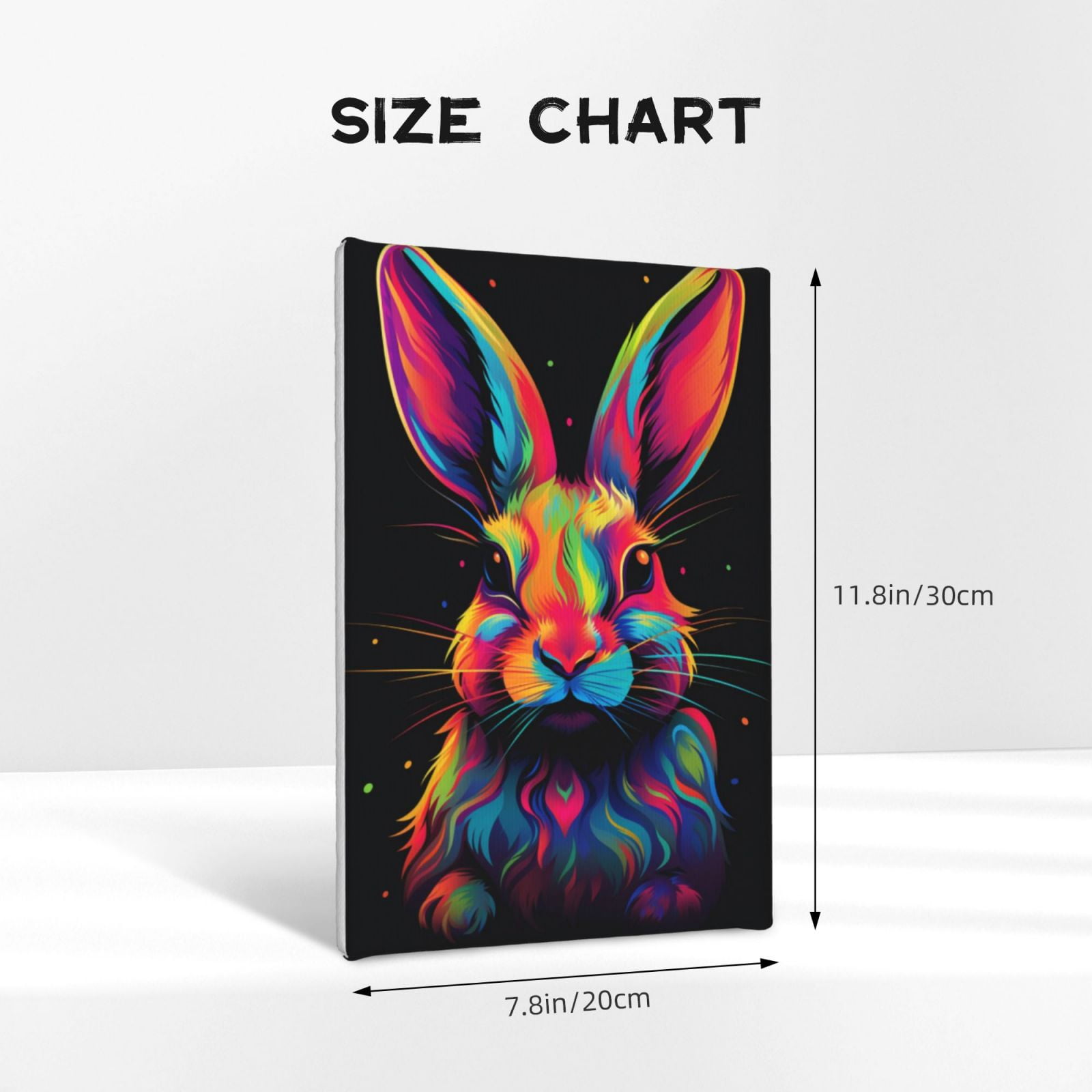 8x12 inch Frameless Canvas Painting Colorful Rabbit,Farmhouse Yard Garden,Bathroom,Cafes,Nursery Pictures Wall Decor,Enchanting Colorful Rabbit Posters & Prints,For Rabbit Enthusiast Gifts