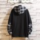 thumbnail image 2 of Sudaderas con capucha de retales para hombre, ropa informal con impresión de letras, sudadera con capucha para hombre, 2 of 4