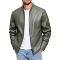thumbnail image 2 of Men's Winter And Fall Zipper Stand-neck Waterproof Windproof Long-sleeved Coat Army Green XXXL, 2 of 5