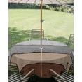 thumbnail image 2 of Outdoor Tablecloth with Umbrella Hole, Brown Grey Spillproof Waterproof Outdoor Table Cover, Vintage Stripe Farmhouse Wood Grain Ombre Patio Tablecloths for Party/Garden/Picnic, Round 54 inch, 2 of 9