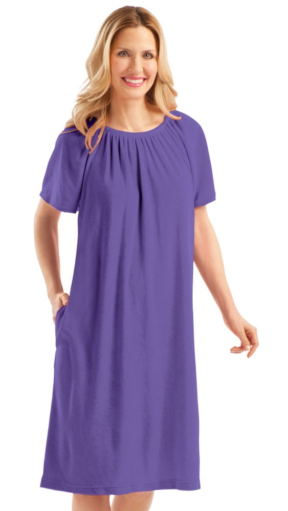 Collections Etc. Solid Color Comfort Fit ShortSleeve Terry Cotton