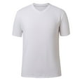thumbnail image 4 of Men's V Neck T Shirt European Style Solid Color Casual Sports Tee Short Sleeve Comfortable Pullover Undershirt Men's Tops T-Shirt Casual Crew Neck Loose, 4 of 7
