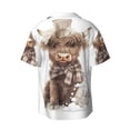 thumbnail image 6 of Lsque C print Men's Cuban Collar Short Sleeve Shirt Summer Beachwear Casual Button Down Fashionable Vacation Leisure Shirt-Small, 6 of 7