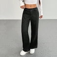 thumbnail image 7 of ClodeEU Women's Striped Mid Rise Wide Leg Flare Pants,Casual Suit Trousers with Pockets Black,Women's Plus L, 7 of 7