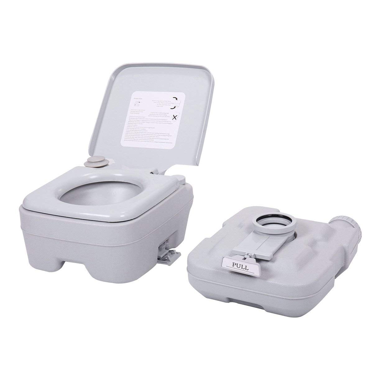 GoDecor 2.8 Gallons 10L Outdoor Camping Flushing Toilet, Portable Porta