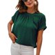 thumbnail image 1 of Top plisado de manga corta para mujer, camisa elegante informal de Color liso con cuello redondo, blusa para trabajo de oficina, verde S, 1 of 2