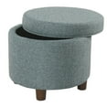 thumbnail image 3 of Benzara Fabric Upholstered Round Wooden Ottoman with Lift Off Lid Storage, Teal Blue-Color:Teal Blue, 3 of 5