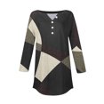 thumbnail image 4 of SwiftWear Blouse for Women Trendy 3/4 V-Neck Button Tops Summer Geometric Patterns Casual Tees 2025, 4 of 5