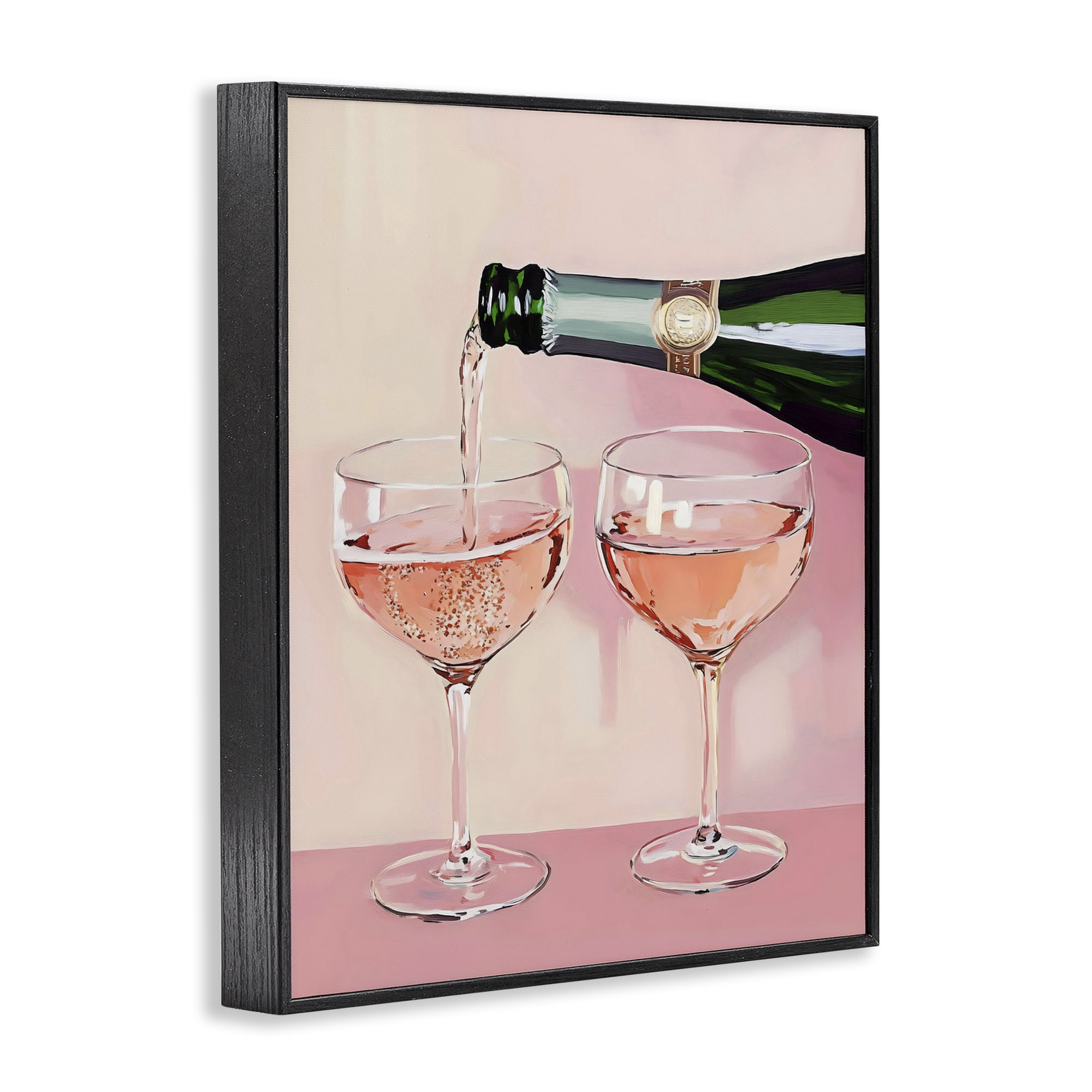 Stupell Industries Pink Champagne Toast for Two Black Framed Giclee Art, design by The Prints Vibe