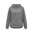 thumbnail image 6 of Inverlee Side Split Curved Hem Pullover Hoodies Solid Drawstring Hood Front Kangaroo Pocket Loose Daily Long Sleeve SweatshirtsGray(S-XXL), 6 of 6