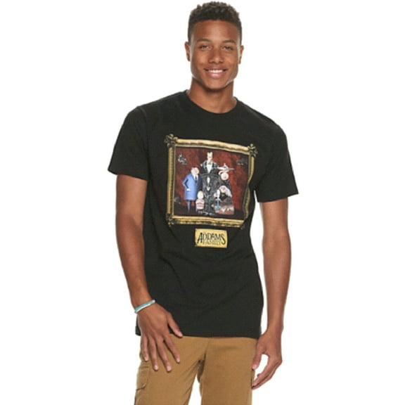The Addams Family Portrait Men's Black T-Shirt - (Size:  Large)
